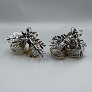 VINTAGE Department 56 CHRISTMAS JINGLE BELLS ORNAMENTS 2"1/2 Silver & Gold